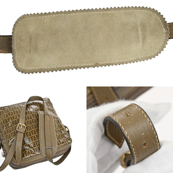 FENDI Logo Zucca Pattern Shoulder Bag Coating Canvas Leather Brown - Picture 8 of 16